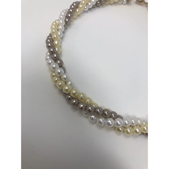 Pearl Twisted Necklace Avon Triple Color Gold Tone Clasp Extender Classic Chic - Picture 3 of 6